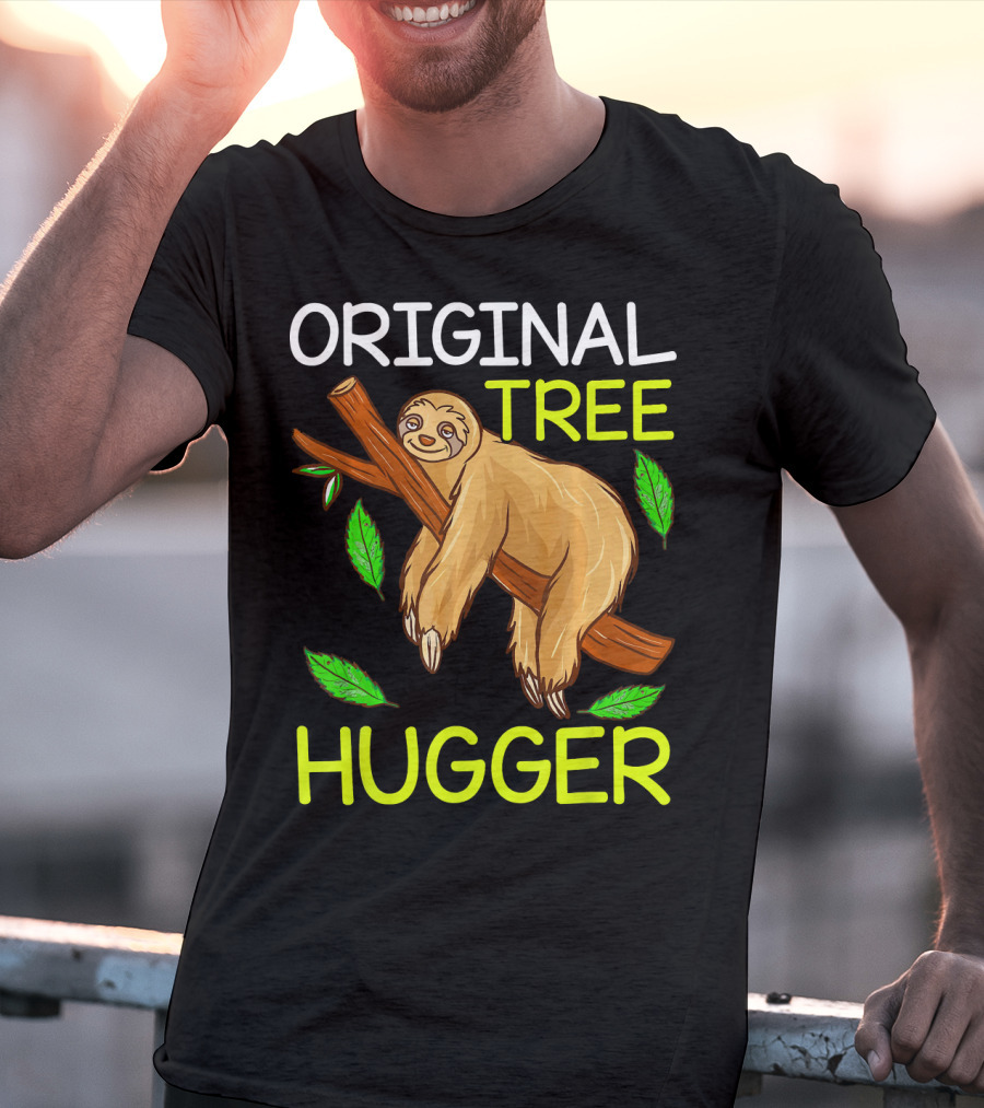 Original Tree Hugger Sloth Environmental Climate T-Shirt