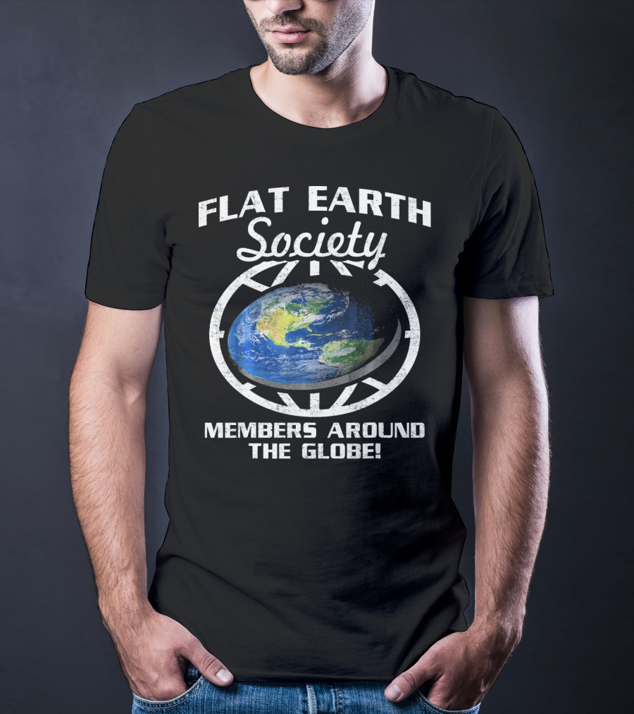 Flat Earth Society Members Around The Globe Planet Map T-Shirt