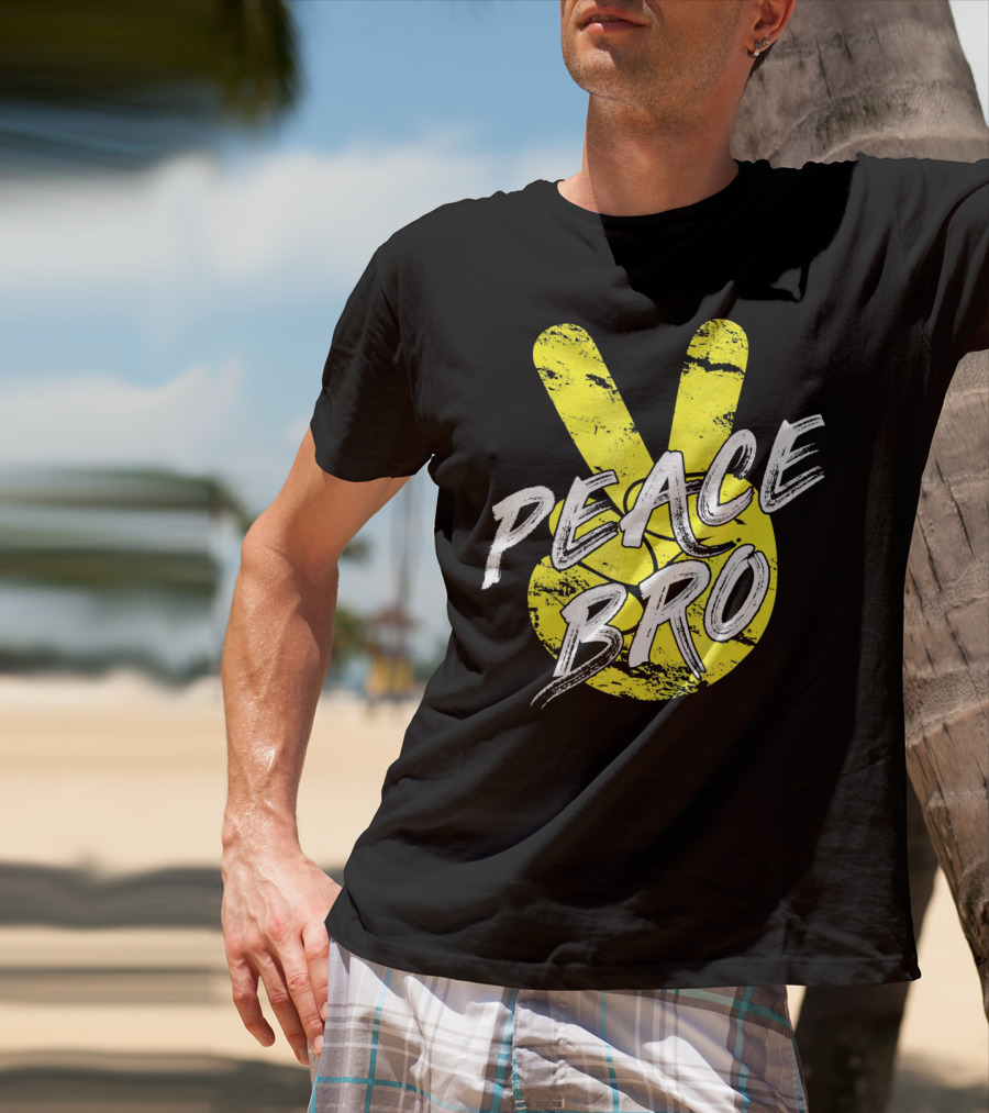 PEACE Bro Peace Sign Yellow Tex T-Shirt