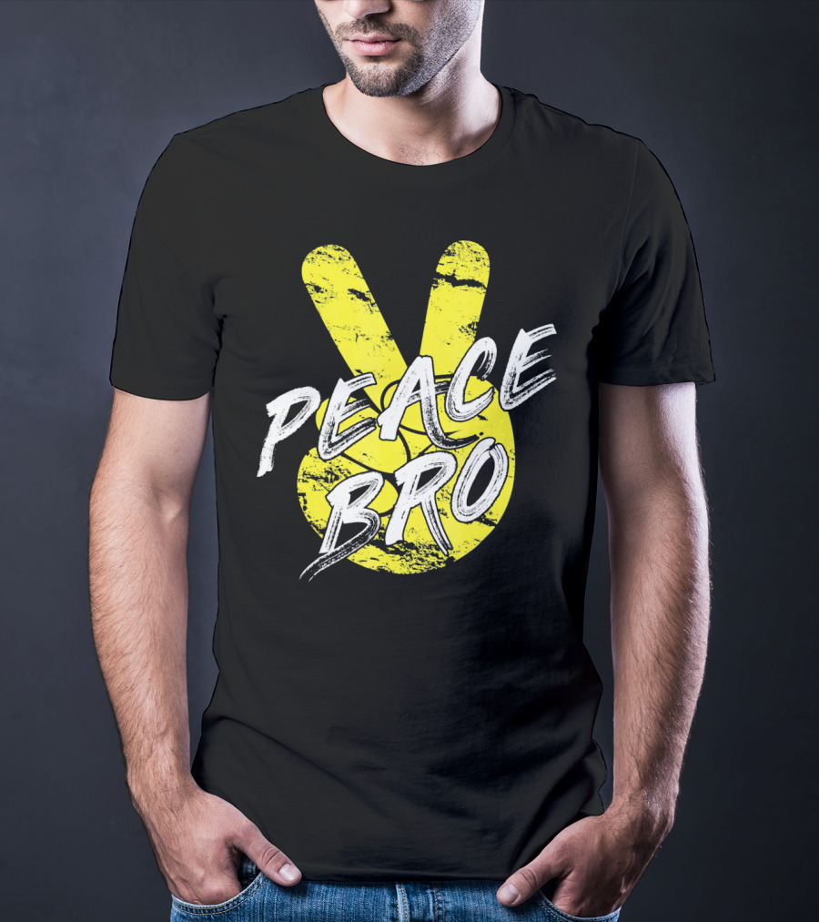 PEACE Bro Peace Sign Yellow Tex T-Shirt