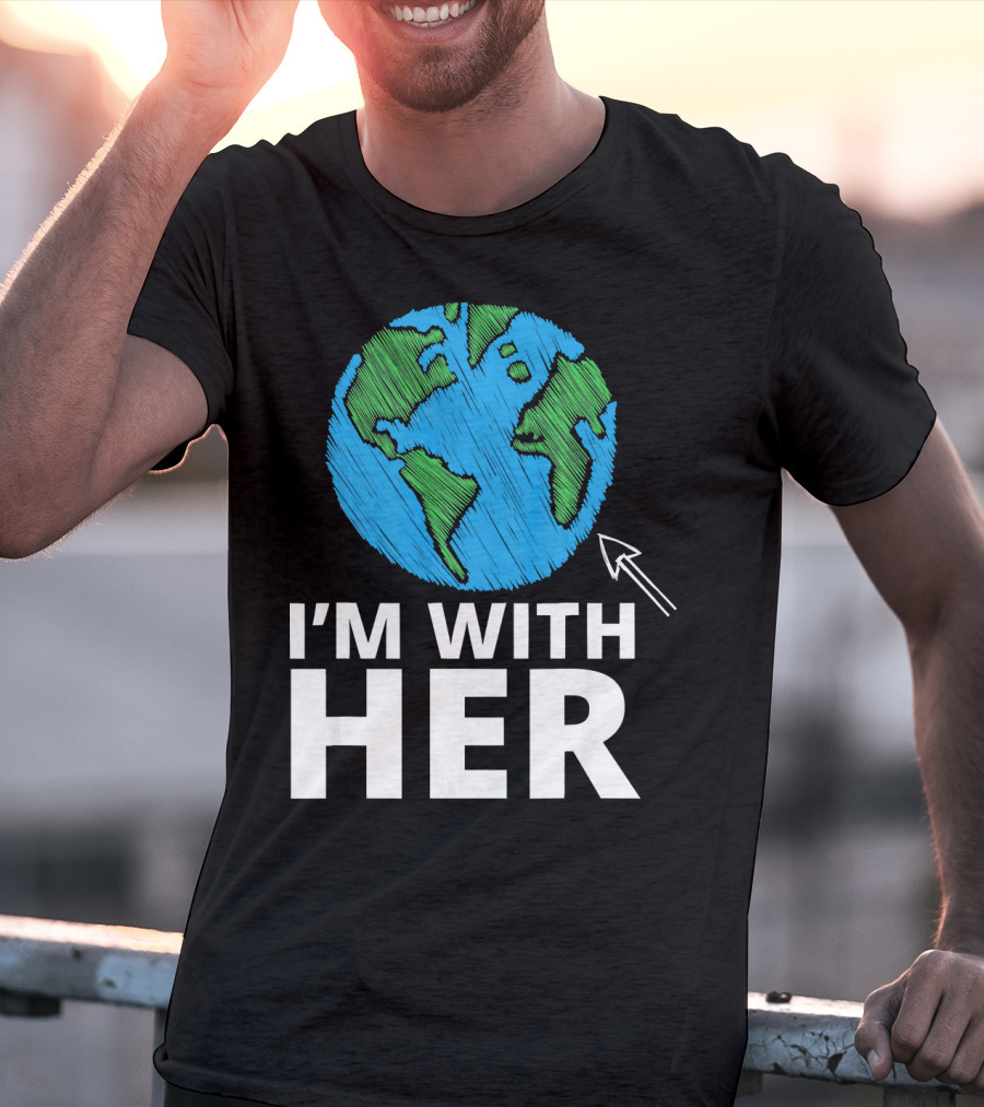 I'm With Her Earth Planet Arrow Earth T-Shirt