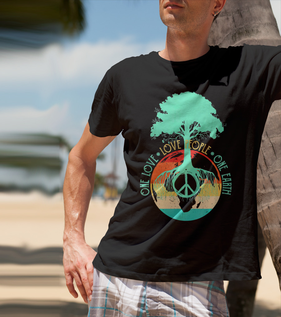 One Love People One Earth Peace Tree T-Shirt