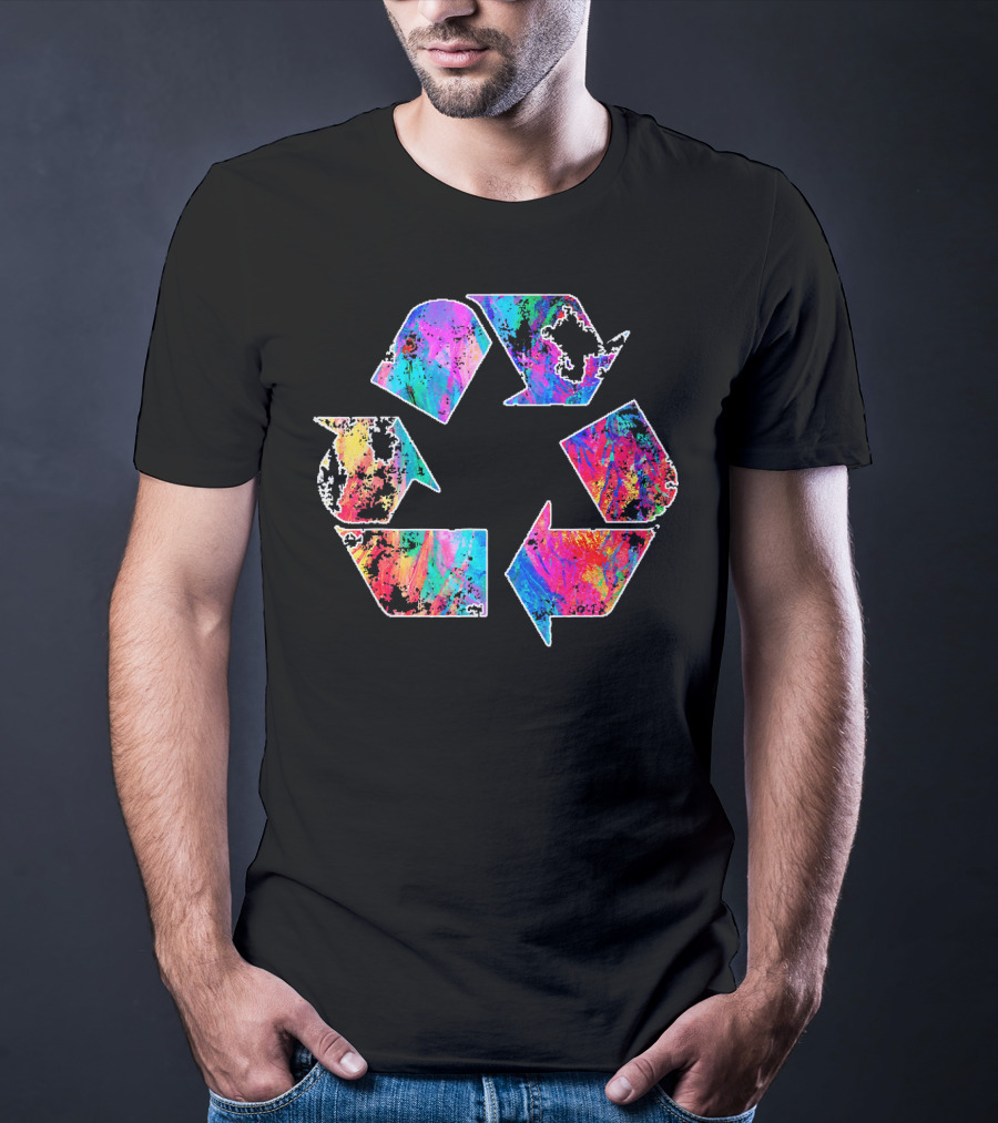 Earth Day Vintage Recycle Reduce Reuse Psychedelic Colorful T-Shirt