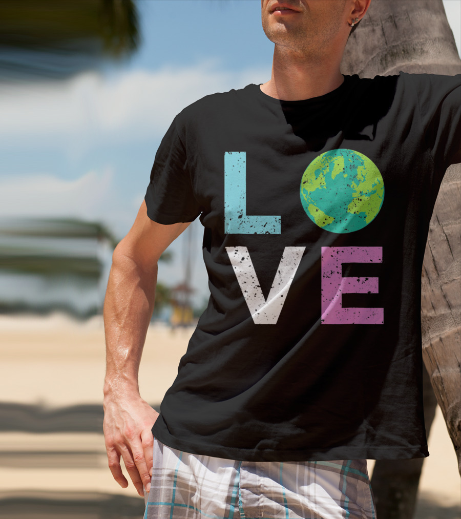 LOVE Earth Day With Globe Vin Earth T-Shirt