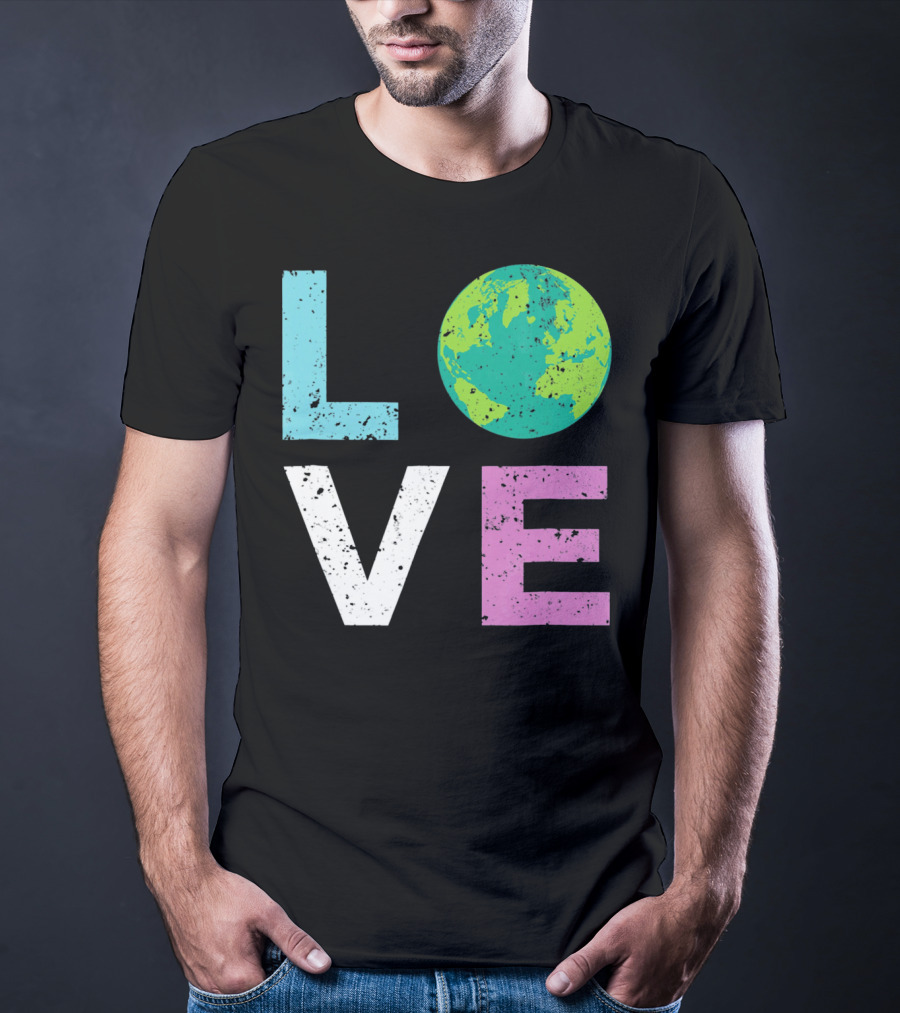LOVE Earth Day With Globe Vin Earth T-Shirt