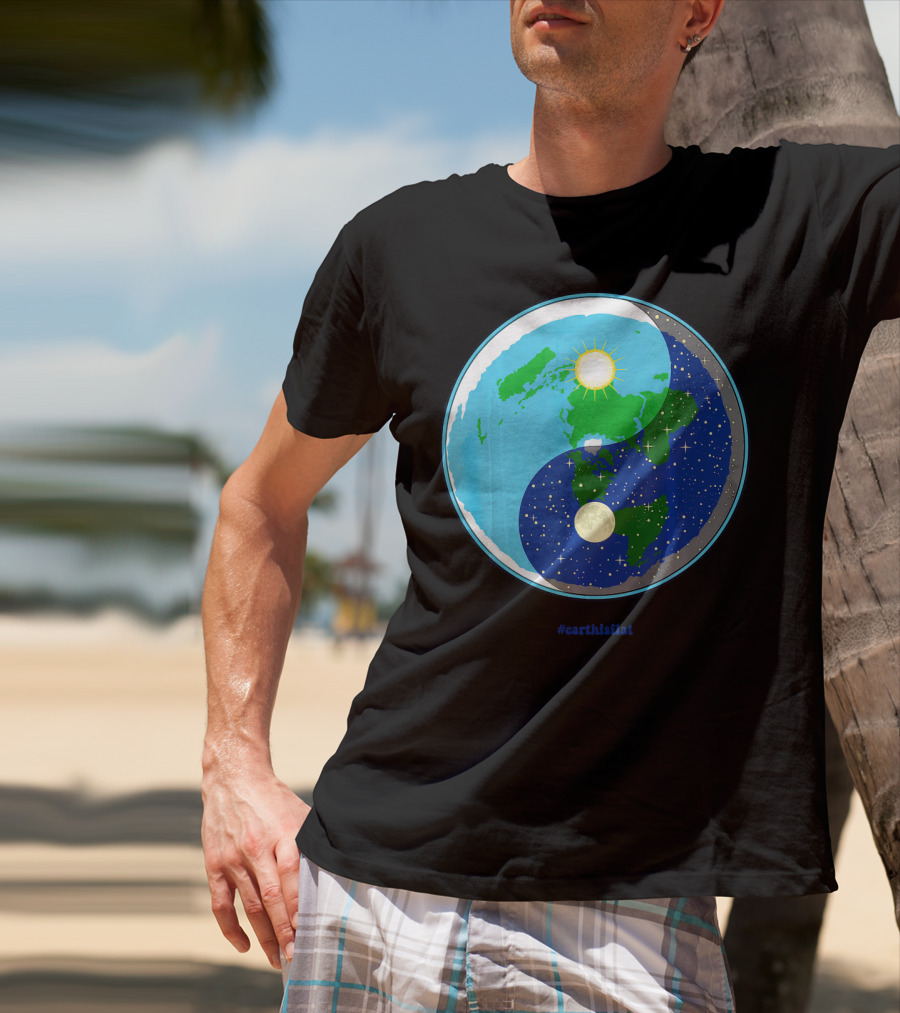 Ying Yang Flat Earth Truther #earthisflat Sun And Moon T-Shirt