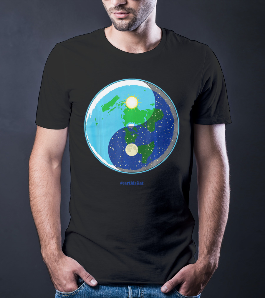 Ying Yang Flat Earth Truther #earthisflat Sun And Moon T-Shirt