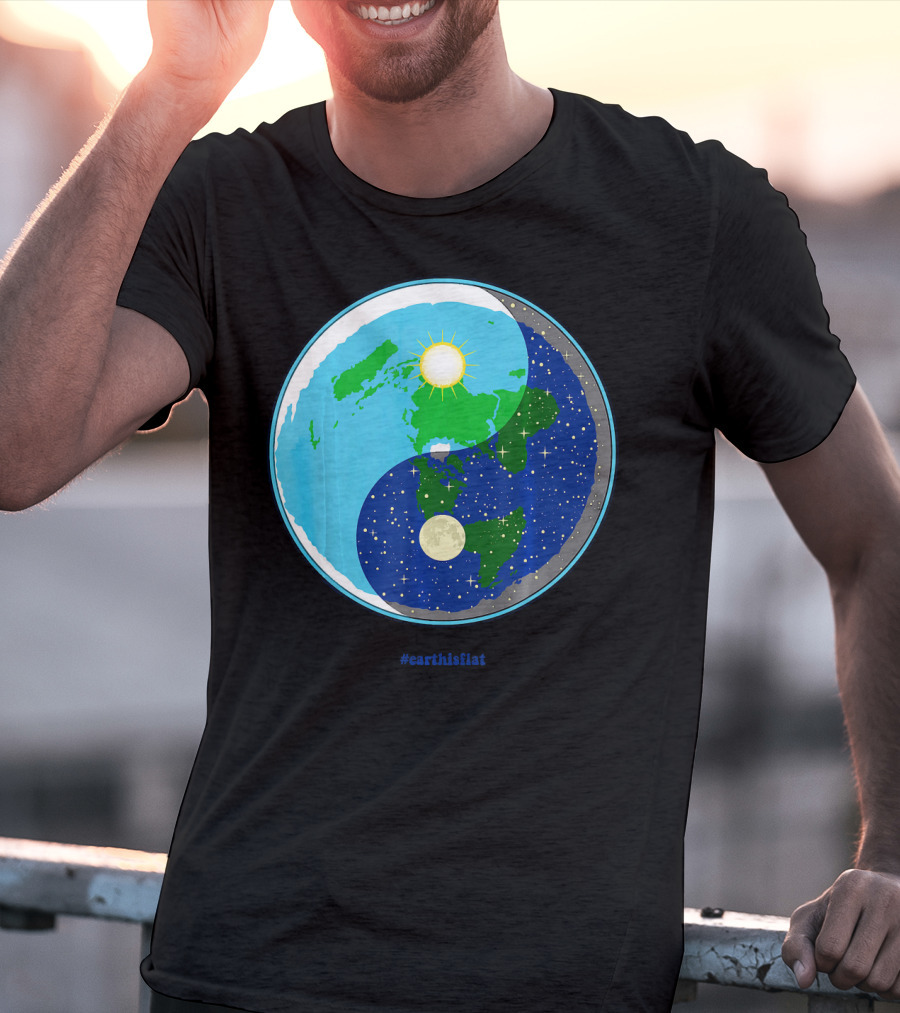 Ying Yang Flat Earth Truther #earthisflat Sun And Moon T-Shirt