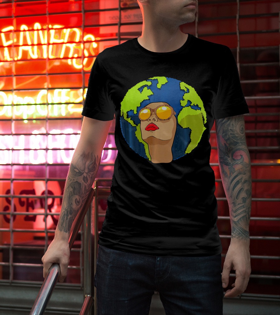 Arbor Mother Earth Day Sunglasses Reflection Globe Face T-Shirt