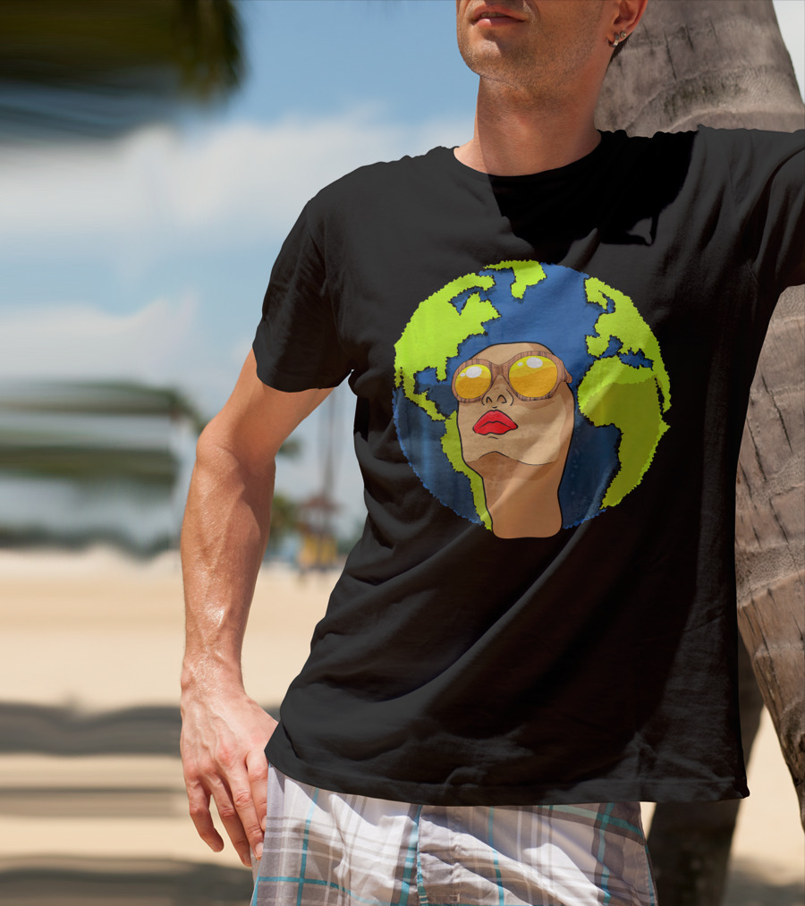 Arbor Mother Earth Day Sunglasses Reflection Globe Face T-Shirt