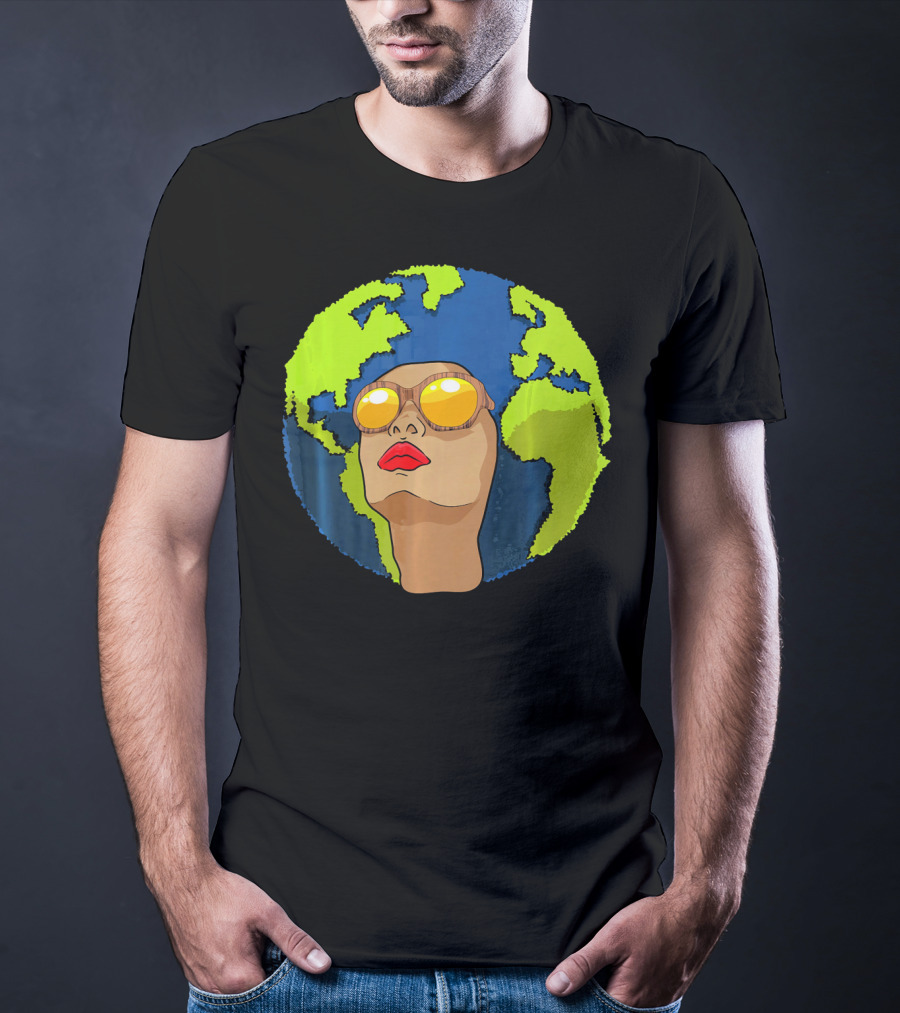 Arbor Mother Earth Day Sunglasses Reflection Globe Face T-Shirt