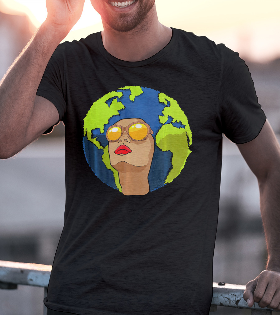 Arbor Mother Earth Day Sunglasses Reflection Globe Face T-Shirt