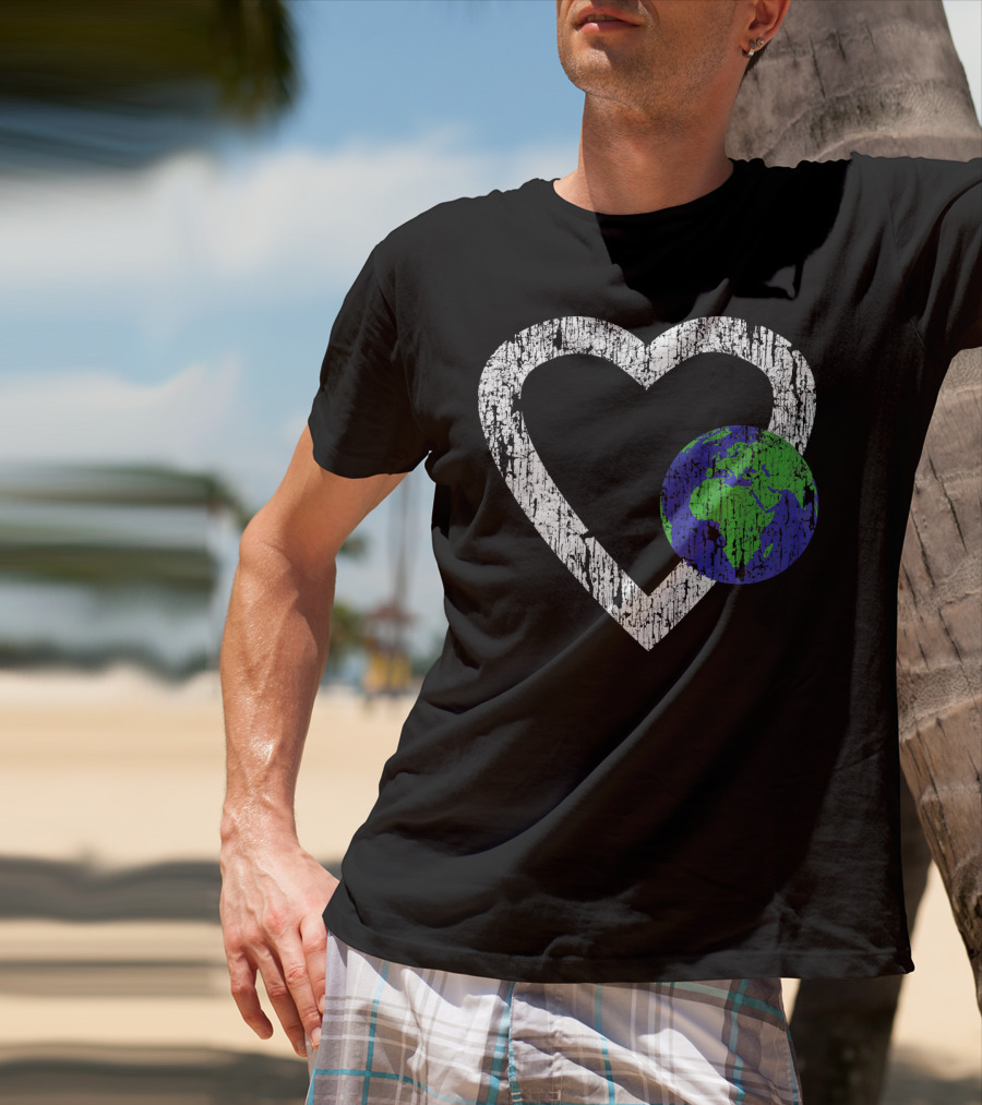 I Love Planet Earth Day Climate Change Heart World T-Shirt