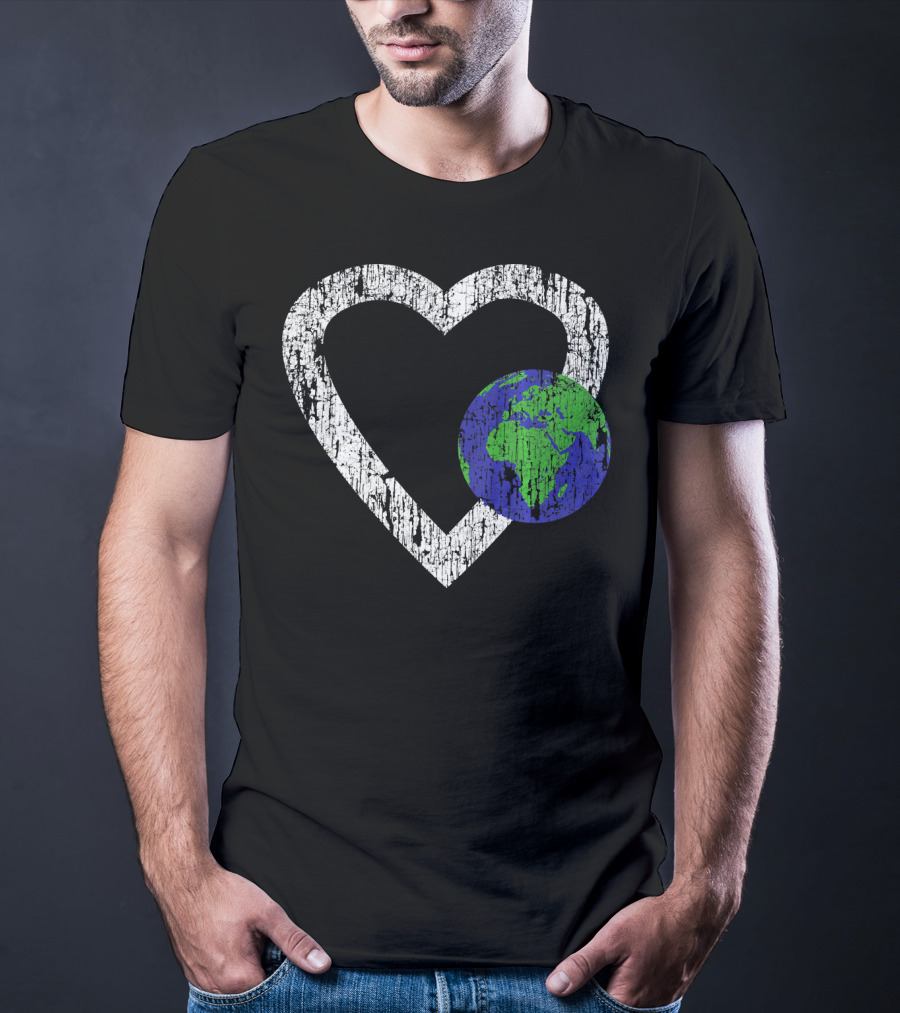 I Love Planet Earth Day Climate Change Heart World T-Shirt