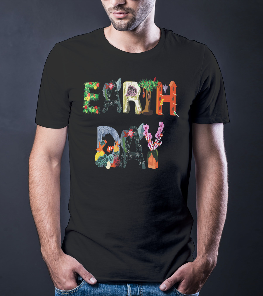 National Earth Day Nature-Themed Lettering T-Shirt