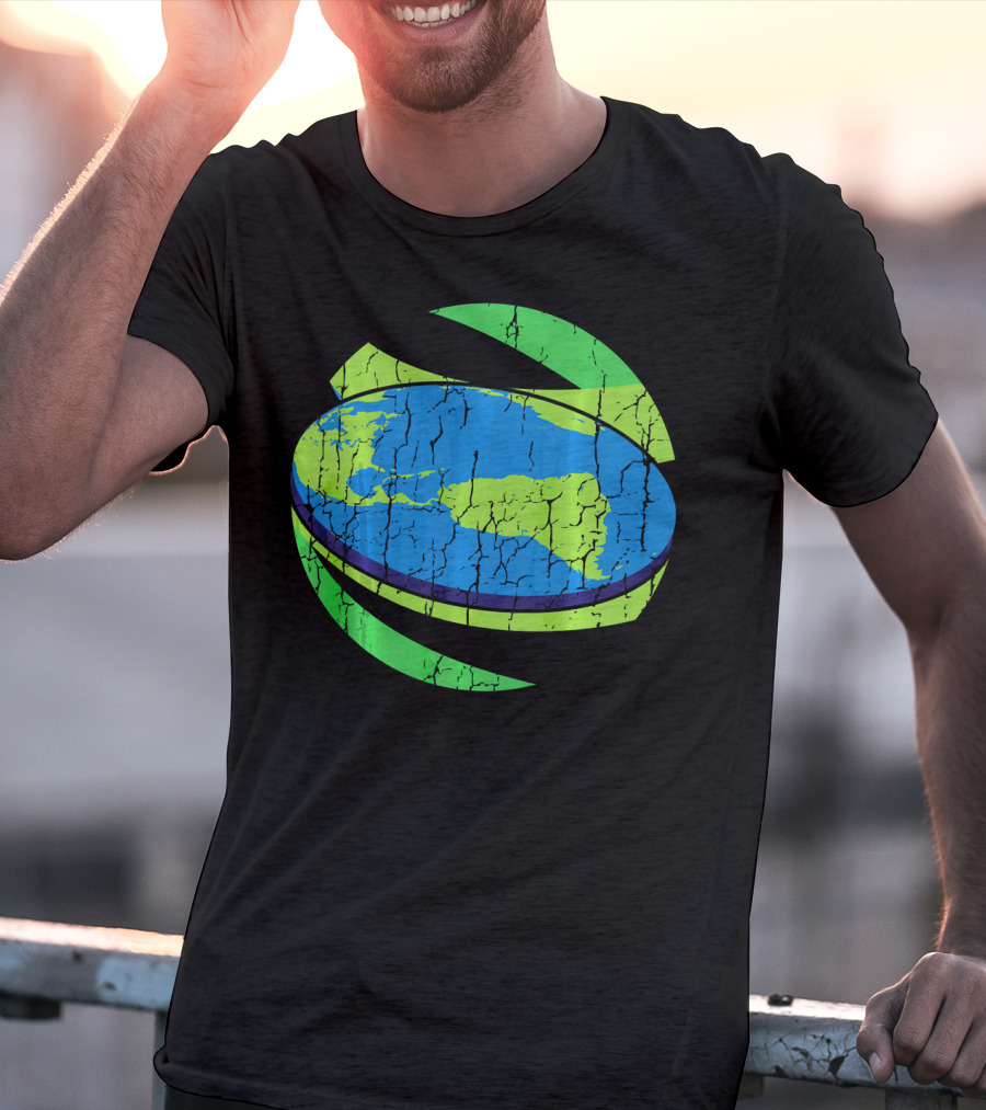 Flat Earth Flat Earther Planet Cracked Globe T-Shirt