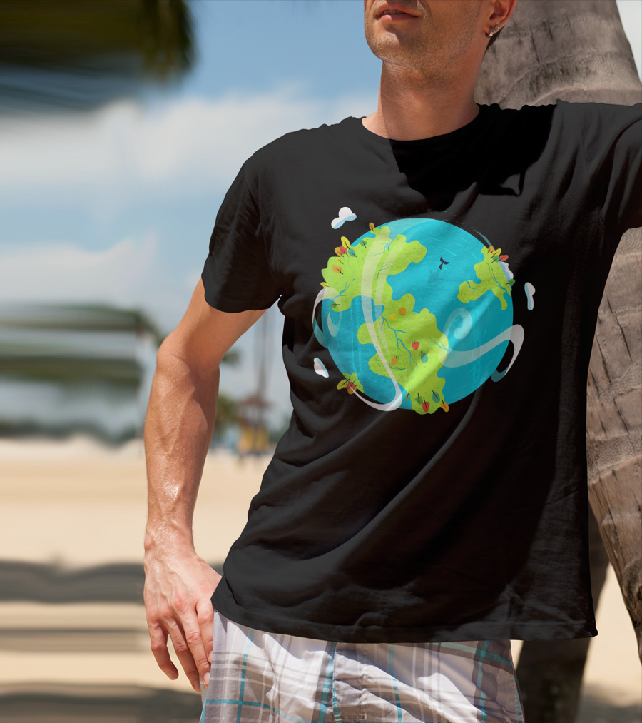 Earth Day Mother Planet Tree Dolphin Scenic Globe T-Shirt