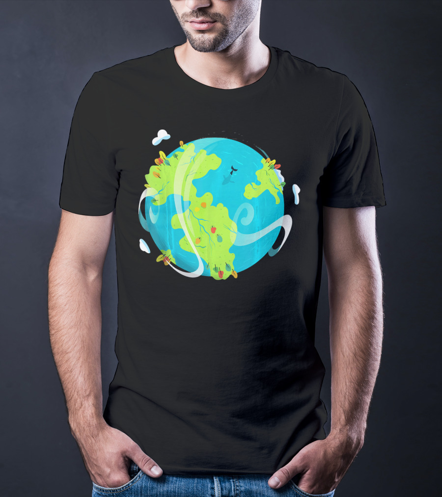 Earth Day Mother Planet Tree Dolphin Scenic Globe T-Shirt