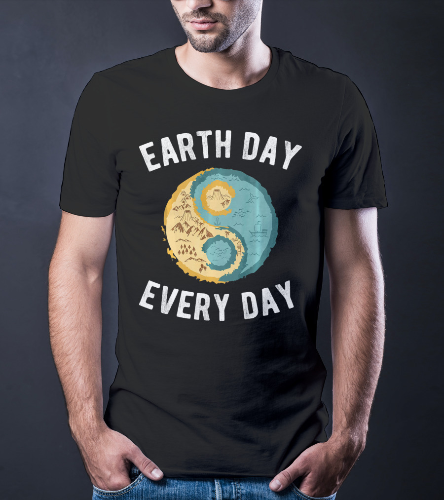 Earth Day Every Day Yin Yang Yog Nature Elements T-Shirt