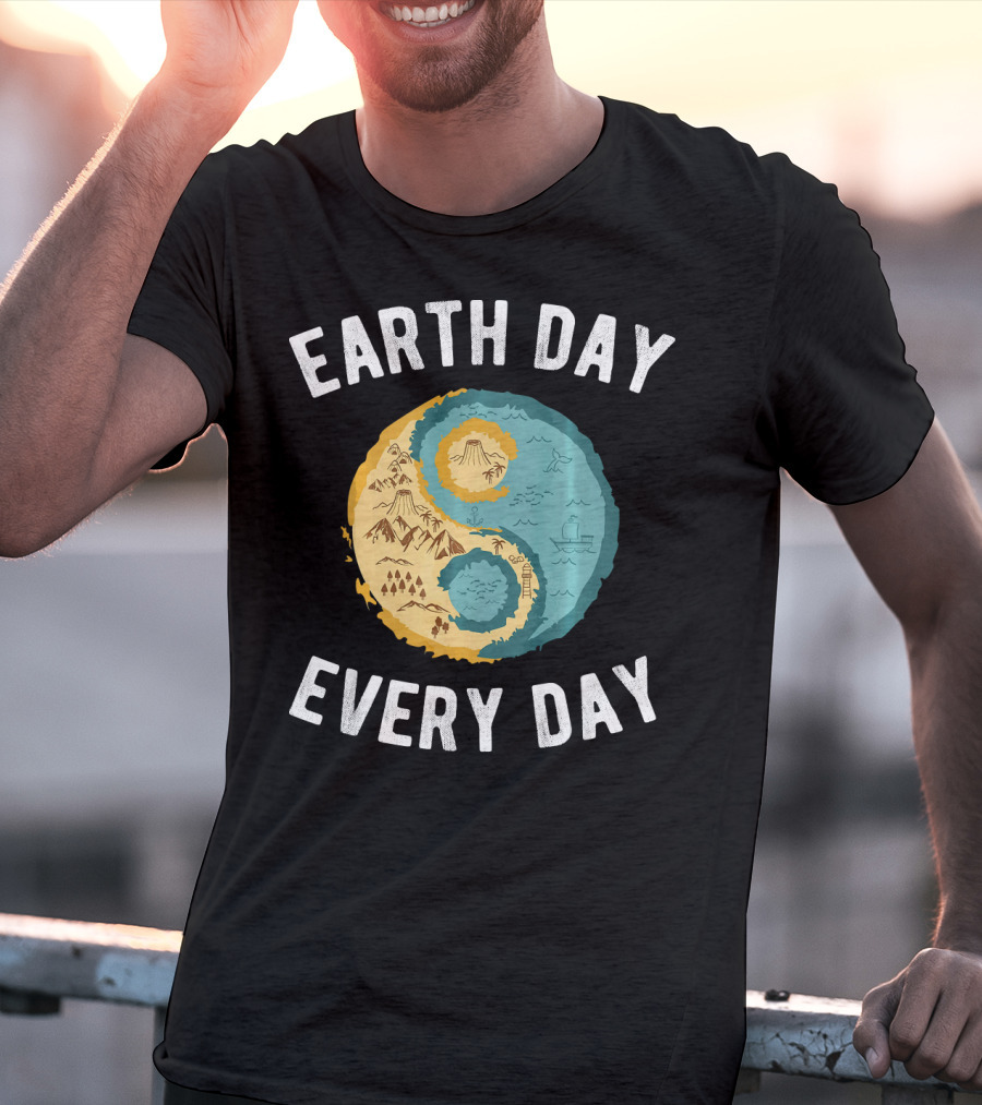 Earth Day Every Day Yin Yang Yog Nature Elements T-Shirt