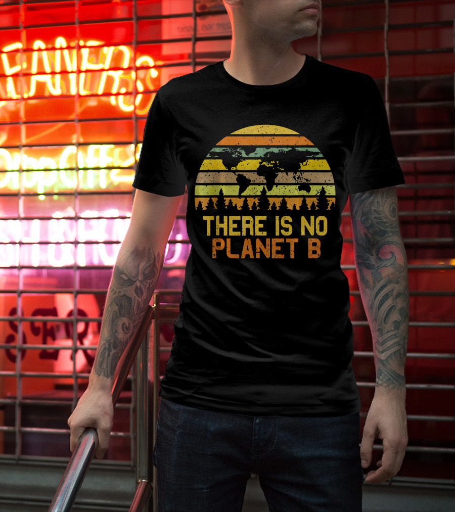 Earth Day Vintage There Is No Planet B Retro Map T-Shirt