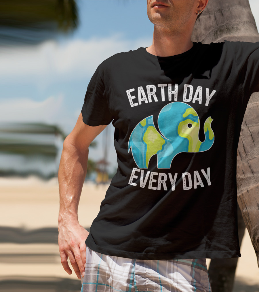 Earth Day Every Day Elephant Vintage Earth T-Shirt