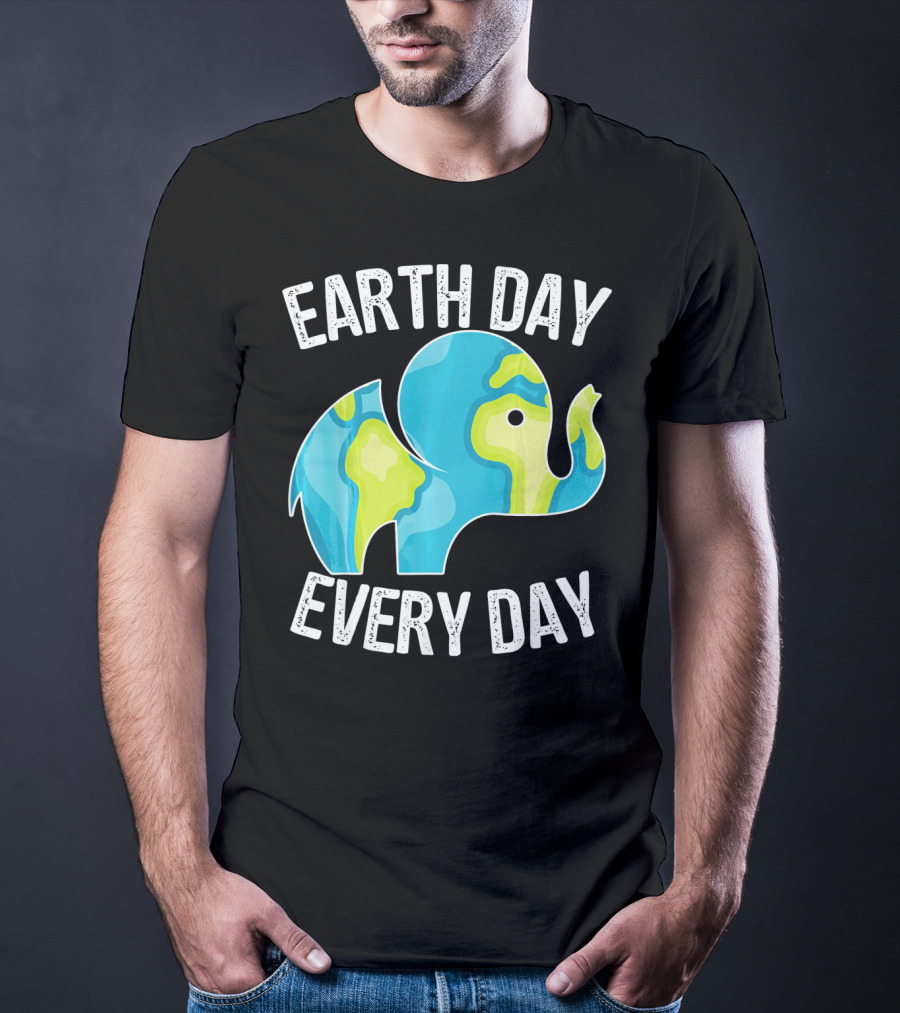 Earth Day Every Day Elephant Vintage Earth T-Shirt
