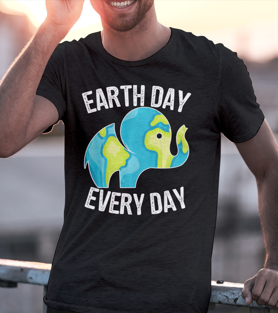 Earth Day Every Day Elephant Vintage Earth T-Shirt