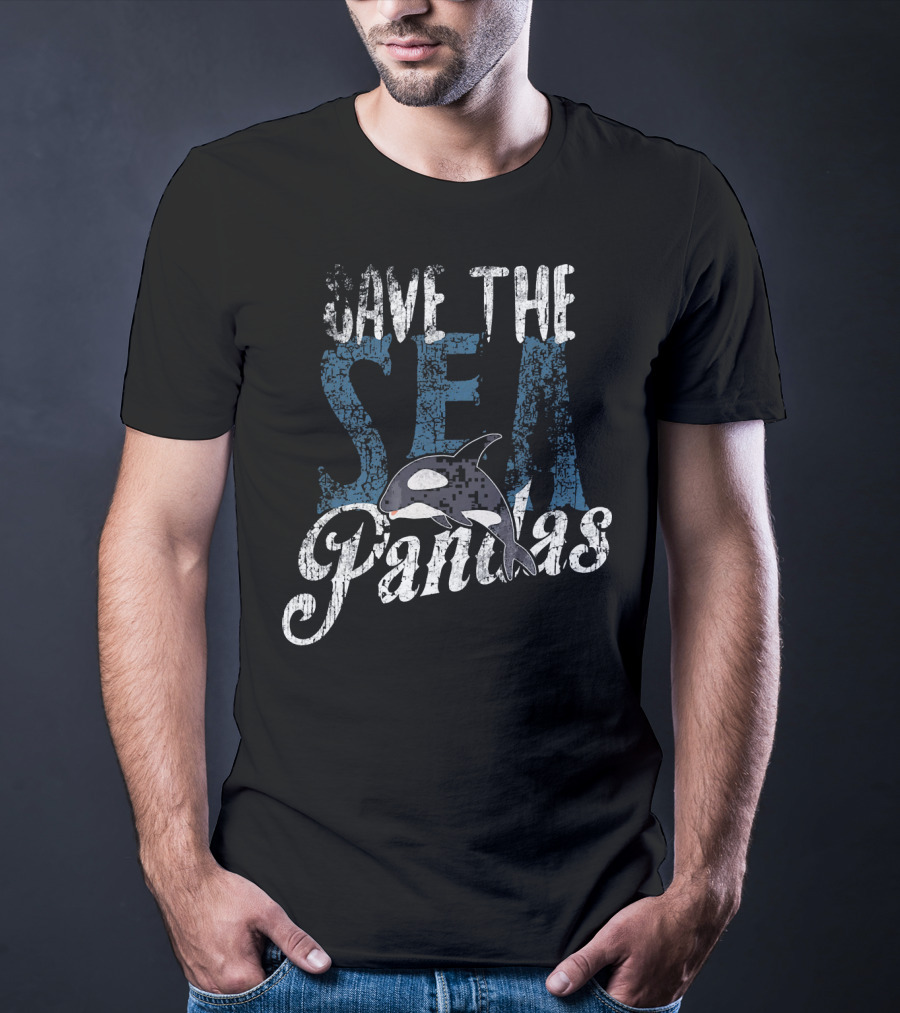 Save The Sea Pandas Orca Conservation Message T-Shirt