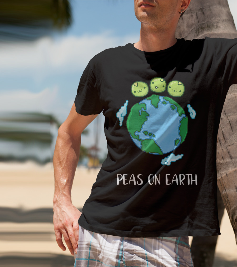 Peas On Earth Funny Peace Globe Cartoon T-Shirt