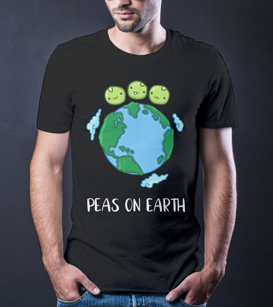 Peas On Earth Funny Peace Globe Cartoon T-Shirt