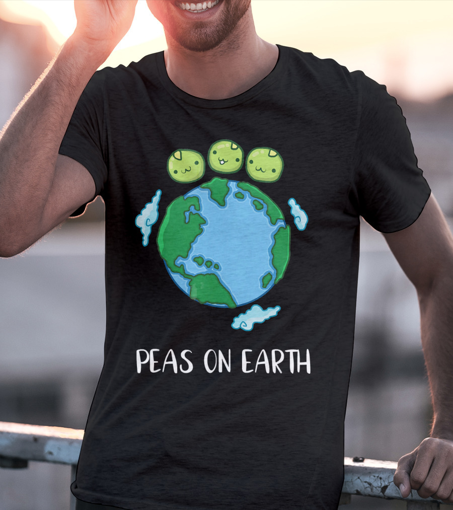 Peas On Earth Funny Peace Globe Cartoon T-Shirt
