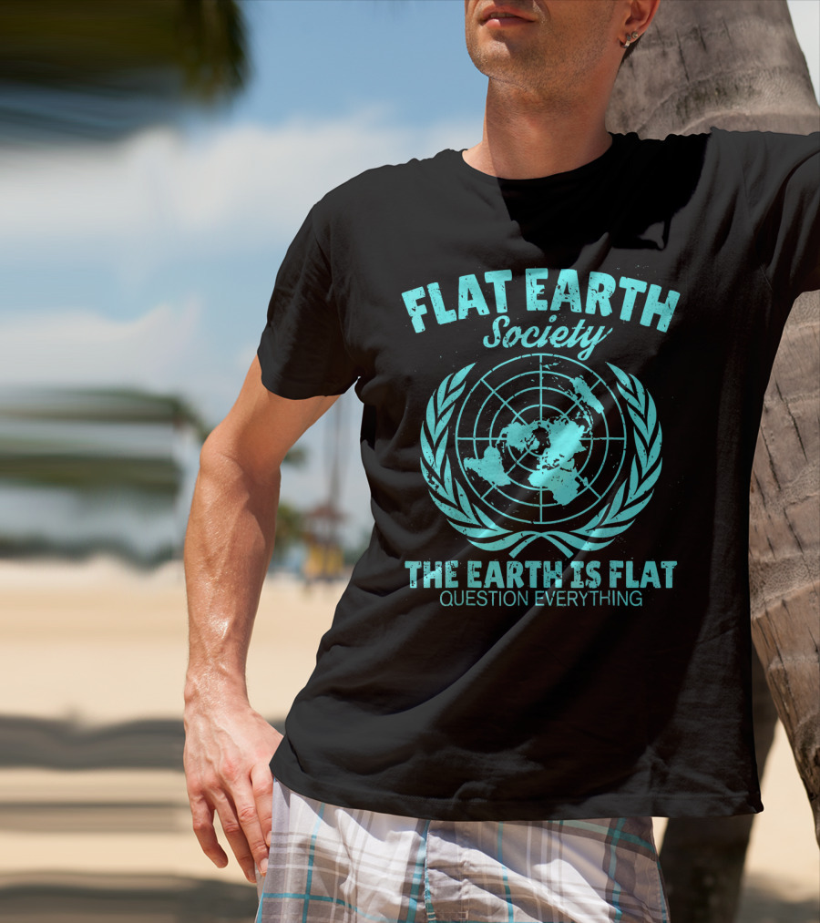 Flat Earth Society Baby Blue Retro Vintage Earth Is Flat Question Everything T-Shirt