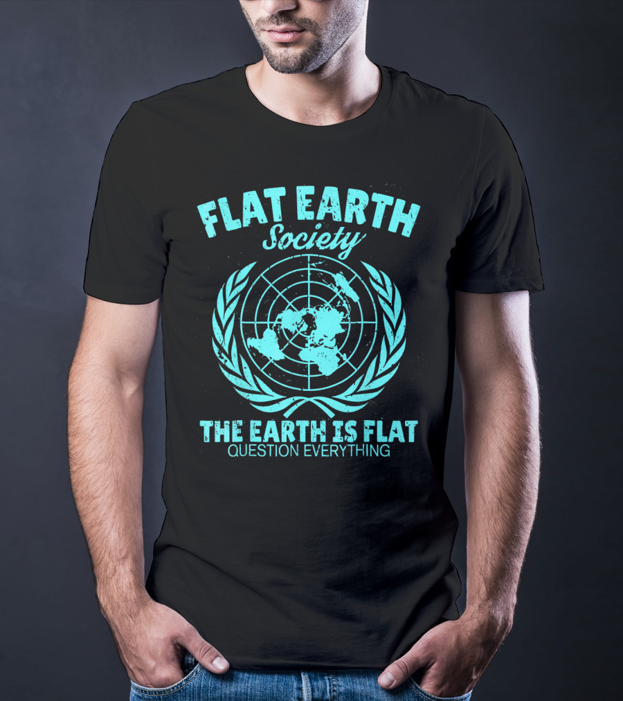 Flat Earth Society Baby Blue Retro Vintage Earth Is Flat Question Everything T-Shirt