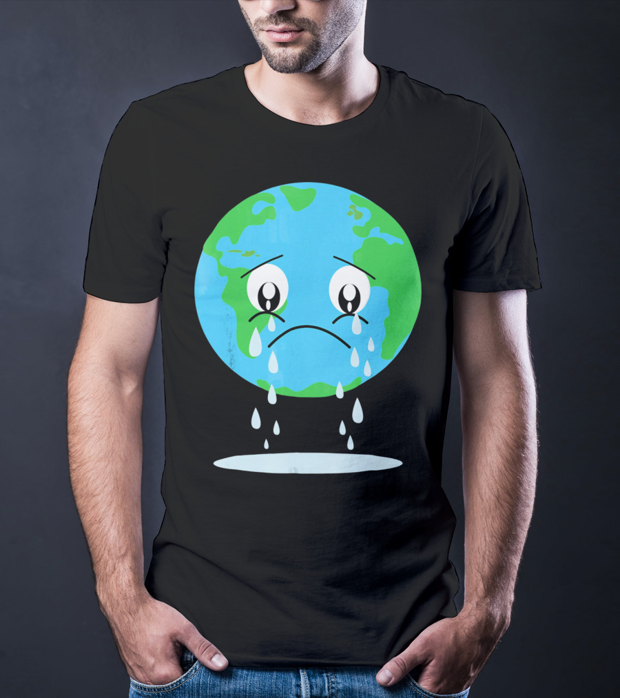 Sad Earth Crying Environmental Green Planet T-Shirt