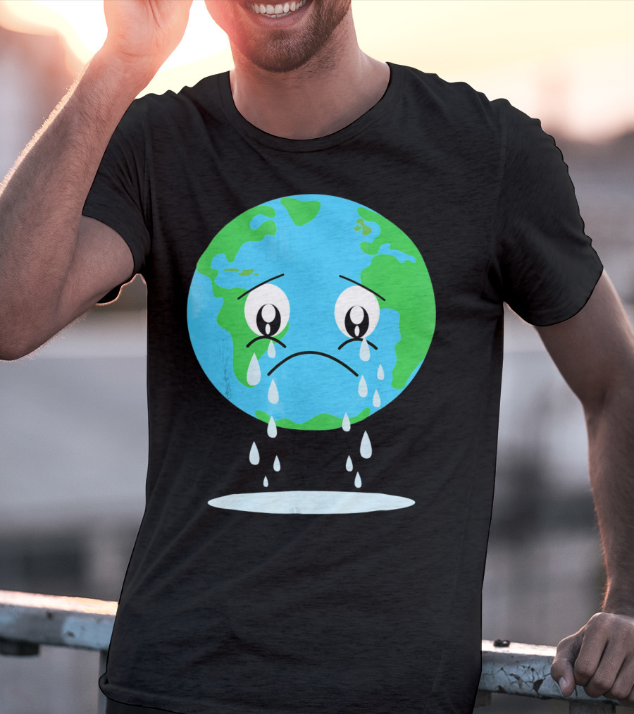 Sad Earth Crying Environmental Green Planet T-Shirt