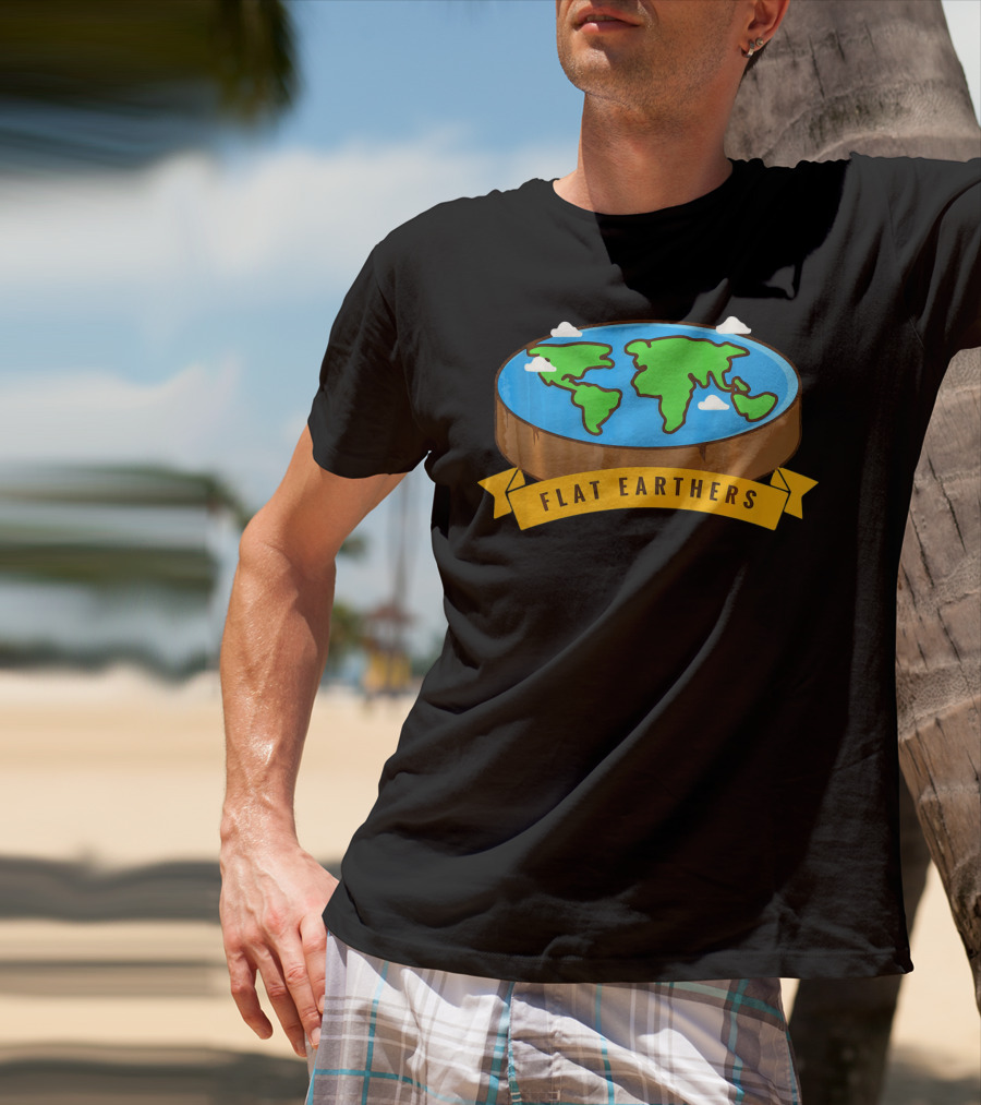 Flat Earthers Flat Earth Society Earth Disc Banner T-Shirt