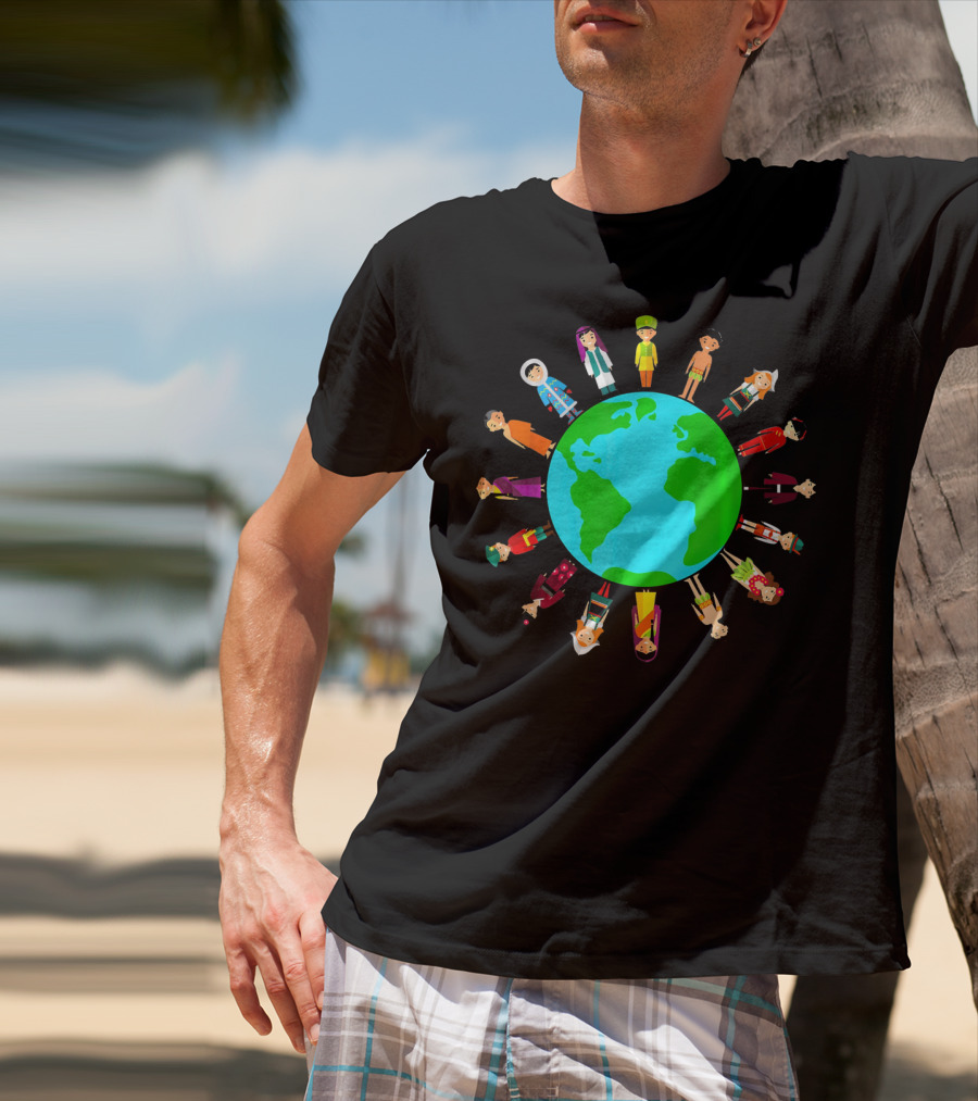 Happy Earth Day Global Unity With Diverse People Around The World T-Shirt