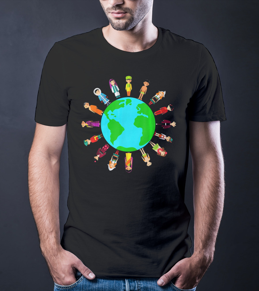 Happy Earth Day Global Unity With Diverse People Around The World T-Shirt