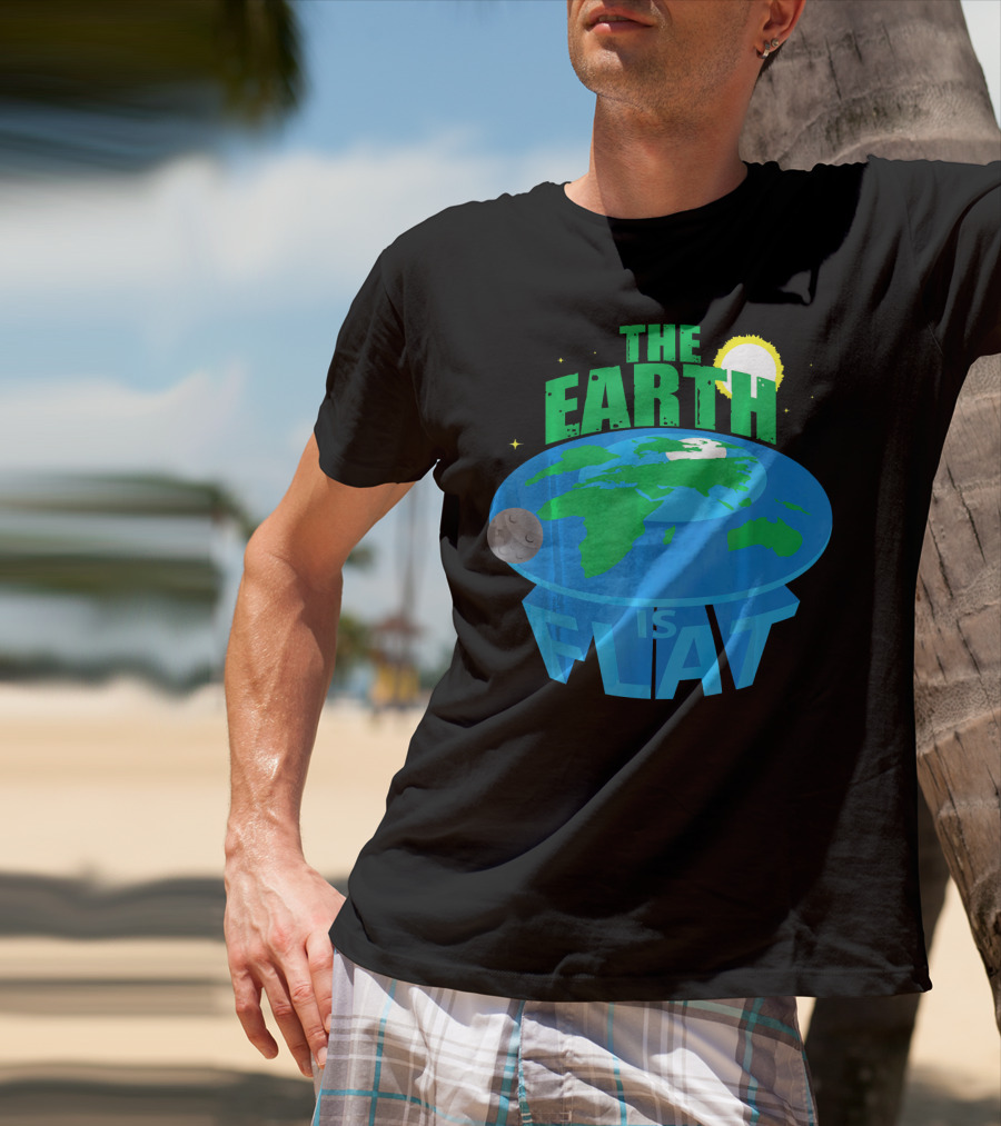 The Earth Is Flat Moon Sun Stars T-Shirt