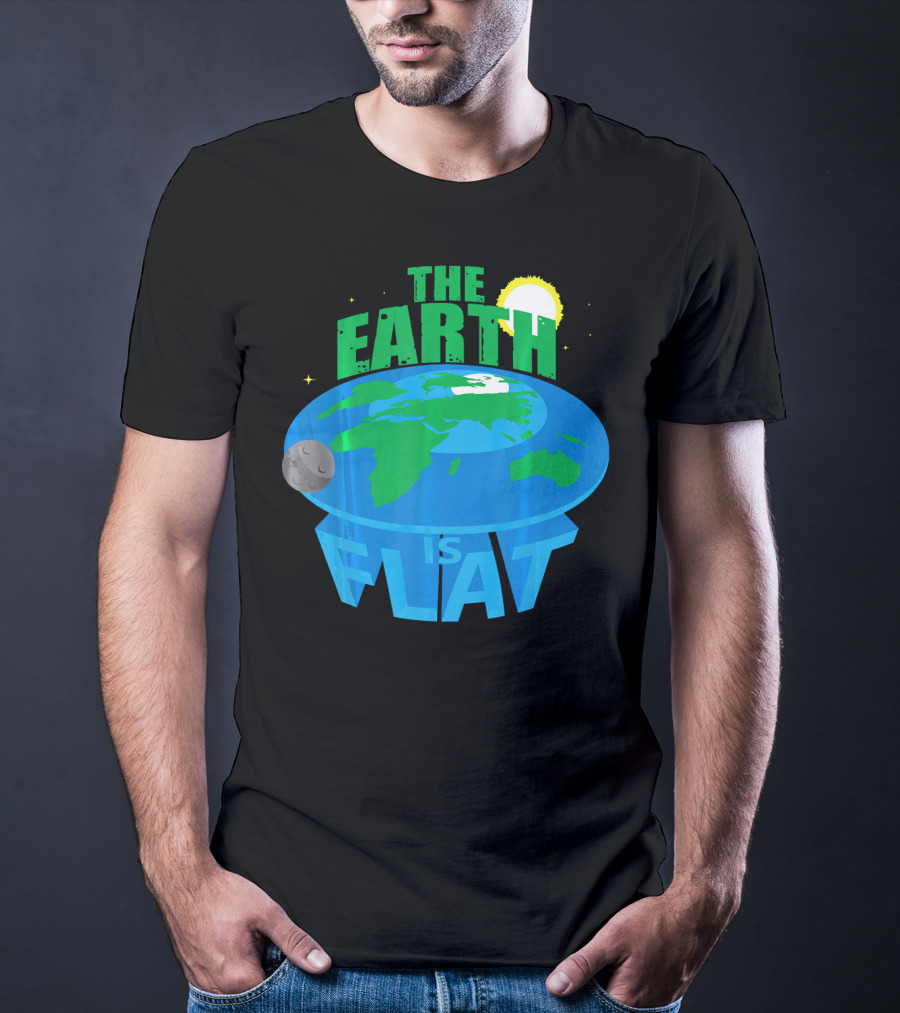 The Earth Is Flat Moon Sun Stars T-Shirt