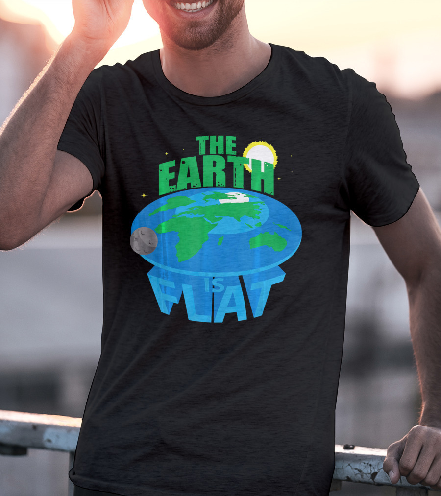 The Earth Is Flat Moon Sun Stars T-Shirt