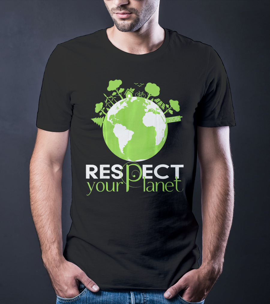 Respect Your Planet Earth Day Green Eco Symbols T-Shirt
