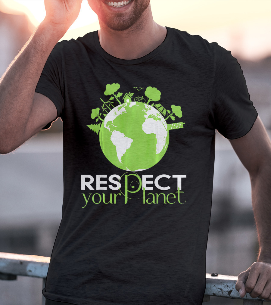 Respect Your Planet Earth Day Green Eco Symbols T-Shirt