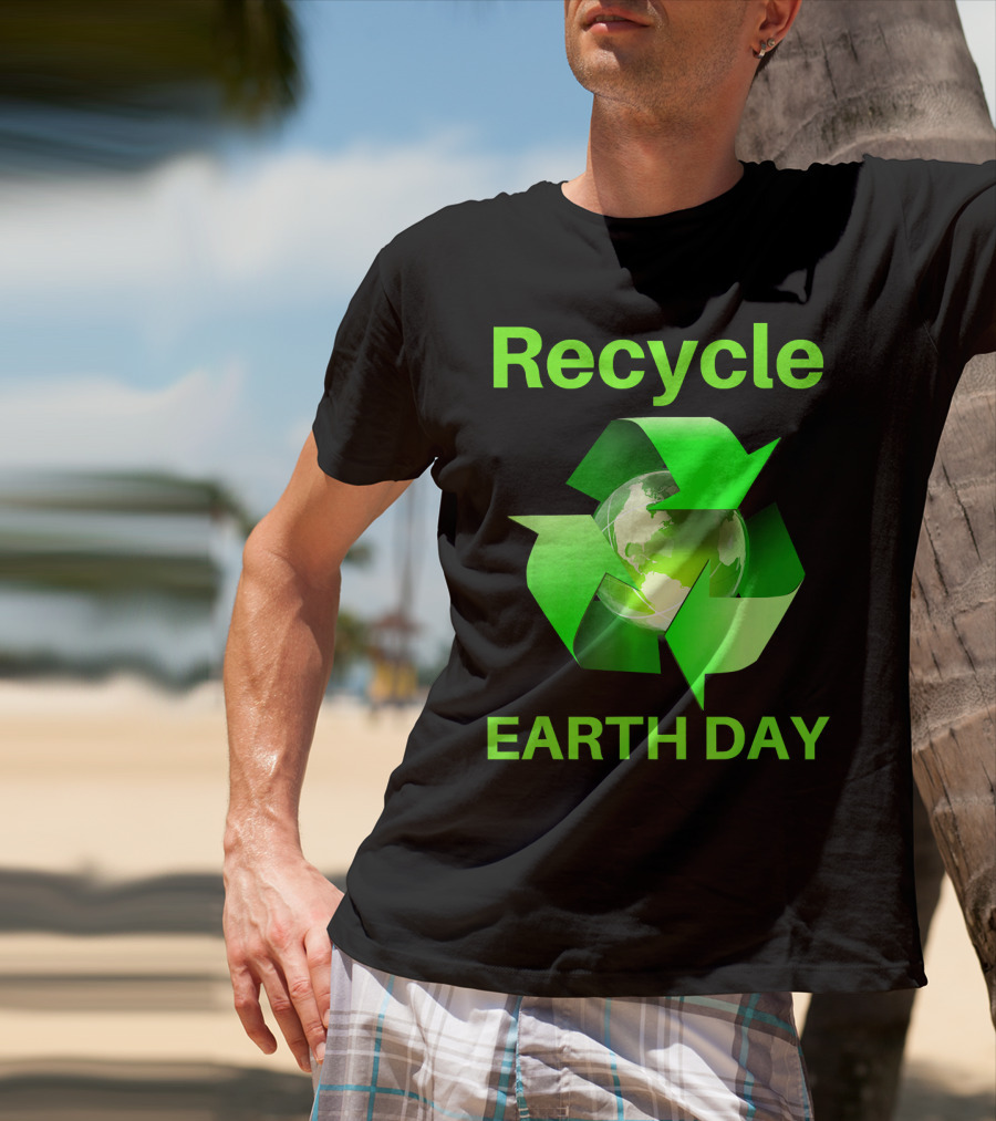 Recycle Earth Day Green Arrows Globe T-Shirt
