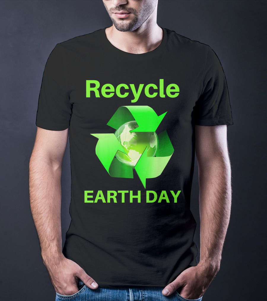 Recycle Earth Day Green Arrows Globe T-Shirt
