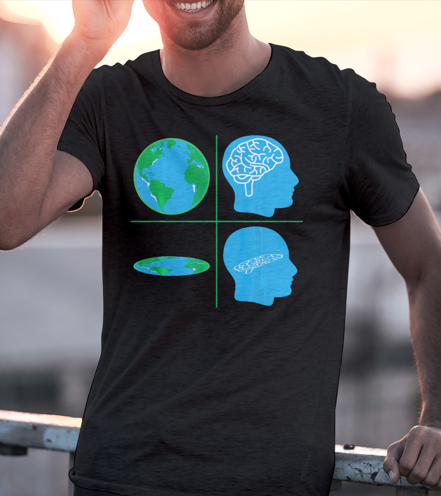 Flat Earth Society Flat Brain Memes Globes And Brain Flatheads T-Shirt