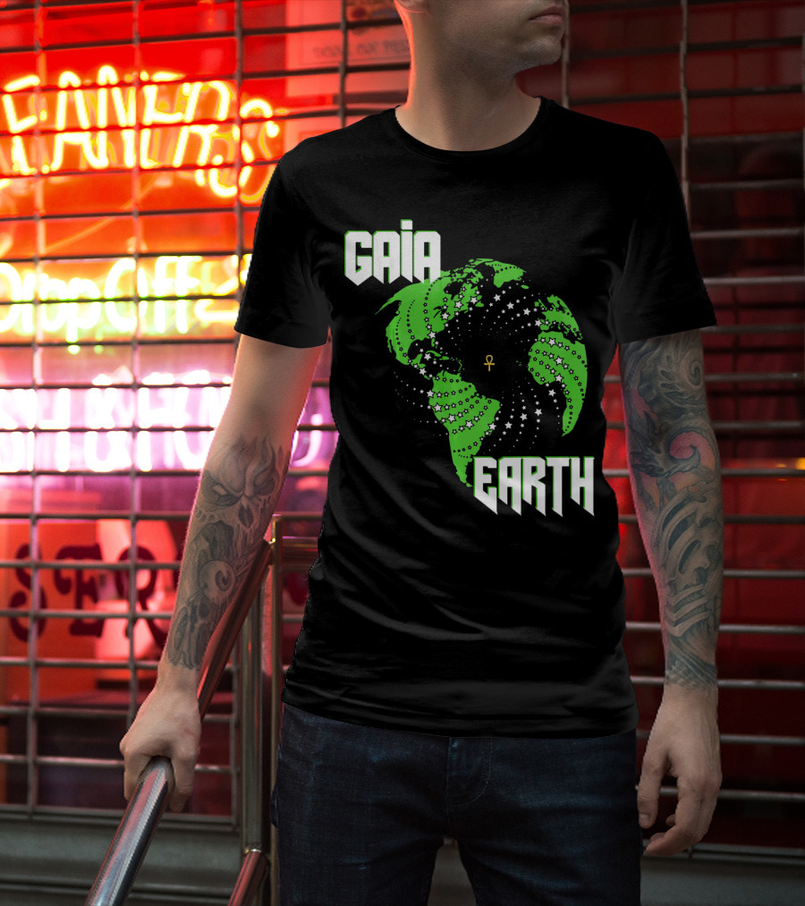 Gaia Earth Ankh Starry Globe T-Shirt