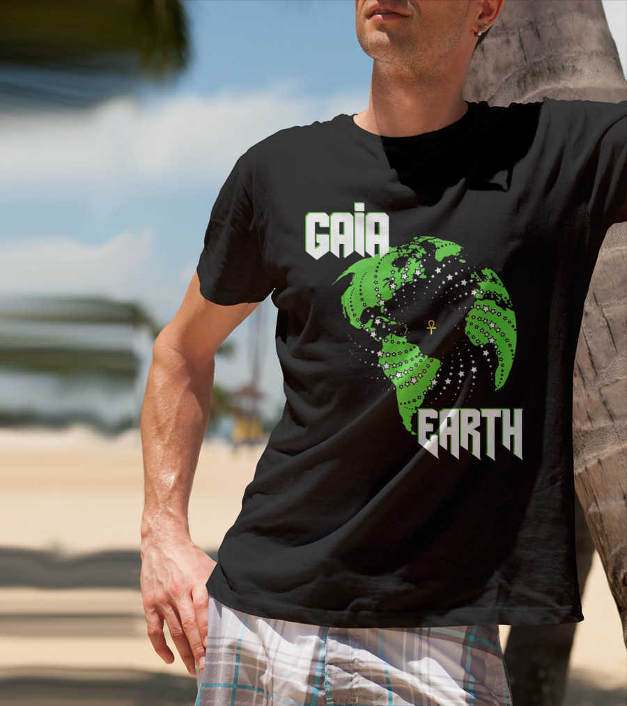Gaia Earth Ankh Starry Globe T-Shirt