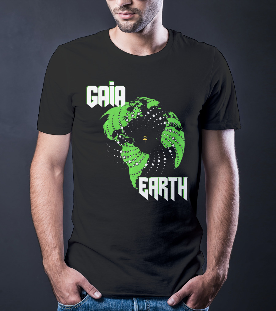 Gaia Earth Ankh Starry Globe T-Shirt